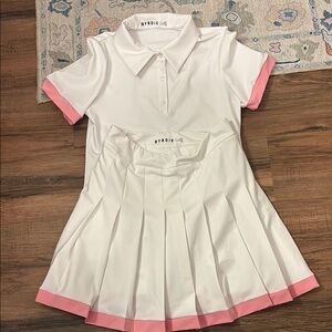 Byrdie Golf White and Pink Skort and Top Set